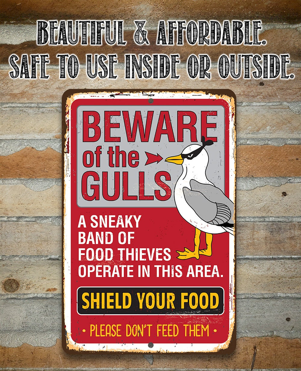 Beware of the Gulls – 8″ x 12″ or 12″ x 18″ Aluminum Tin Awesome Metal Poster