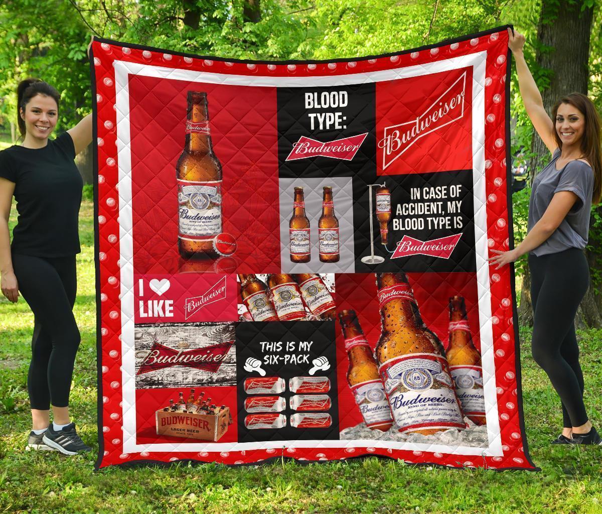 Budweiser Quilt Blanket Funny Gift Idea For Beer Lover