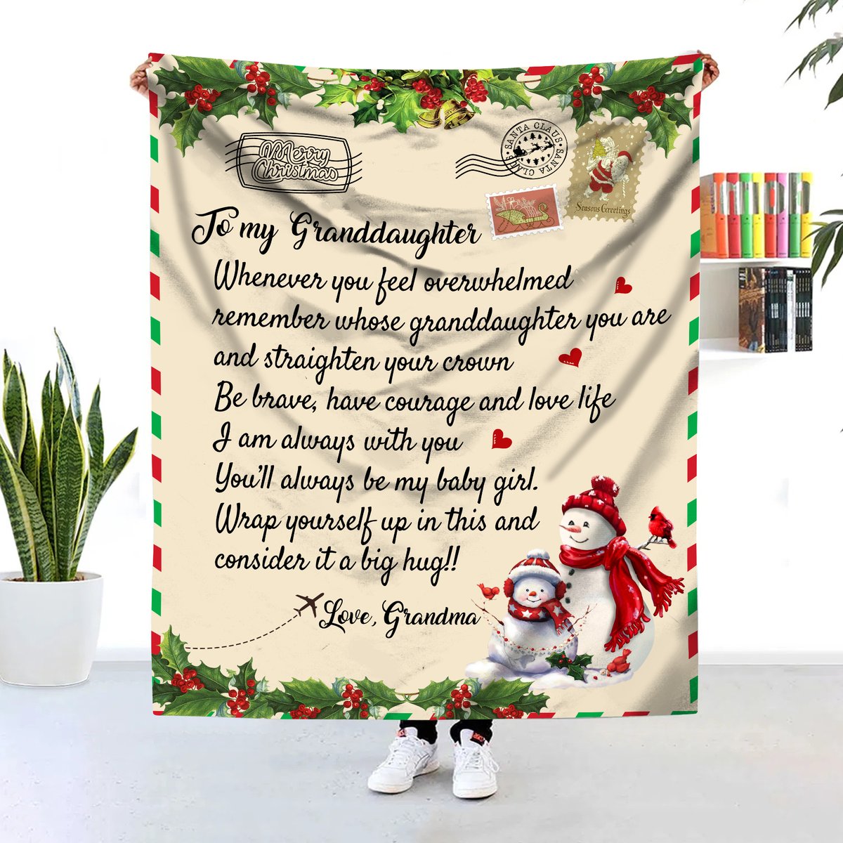 To My Granddaughter, I Am Always With You Fleece Blanket Gift For Christmas Home Decor Bedding Couch Sofa Soft And Comfy Cozy Gift Idea From Grandma