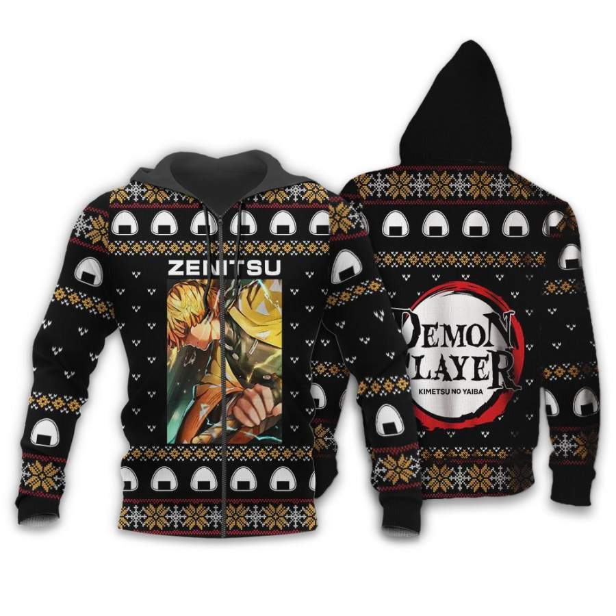 Zenitsu Agatsuma Ugly Sweater Jacket Hoodie Demon Slayer Anime