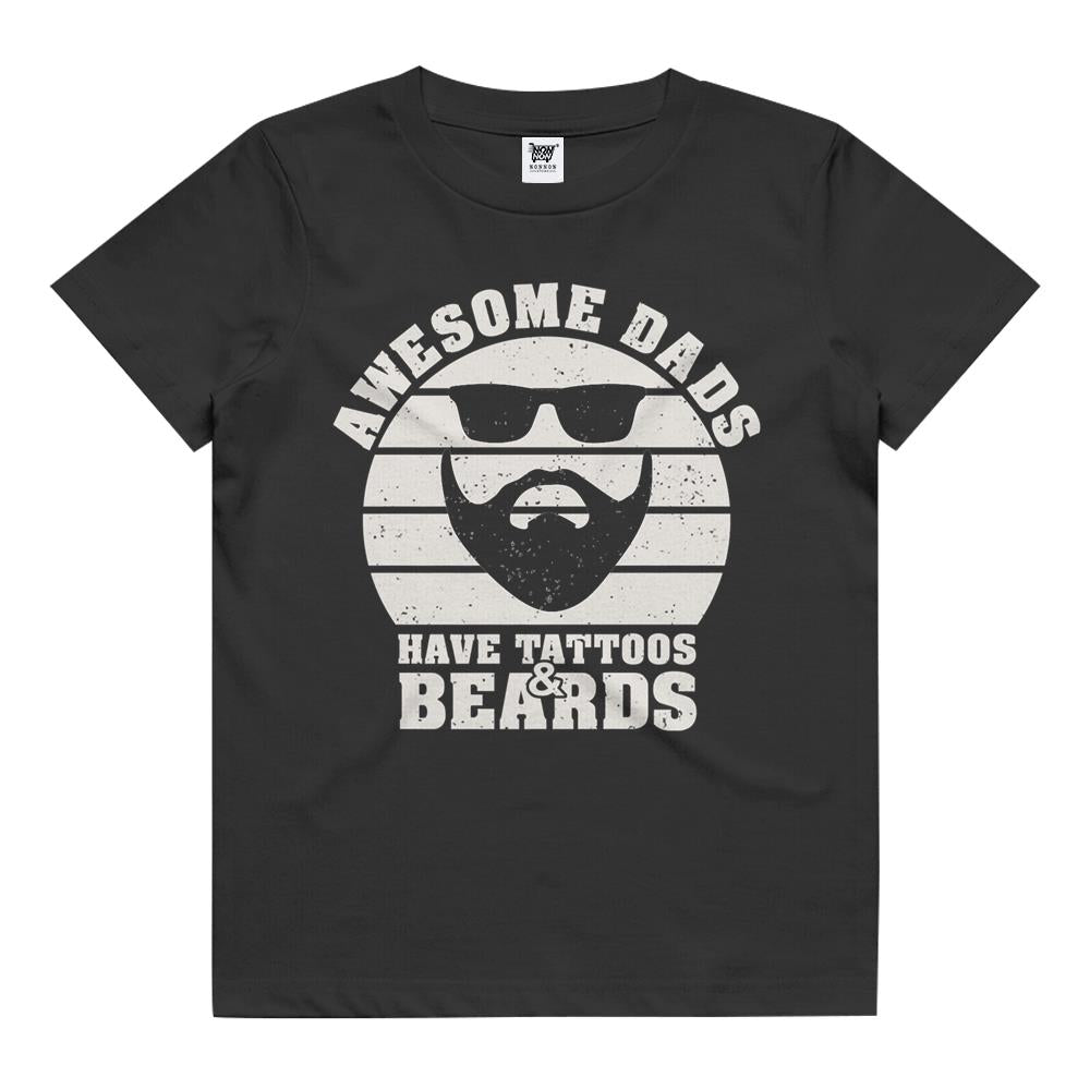 Awesome Dads Have Tattoos And Beards Vintage Father’s Day Kids T Shirt