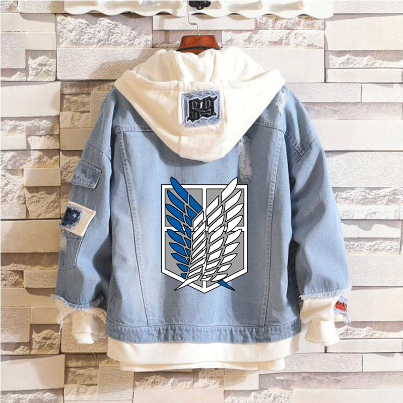 Anime Attack on Titan Denim Jacket Men Women Jeans Hooded Eren Jaeger Levi Titans Attack Clothes Boy girls Sweatshirt jackets alx