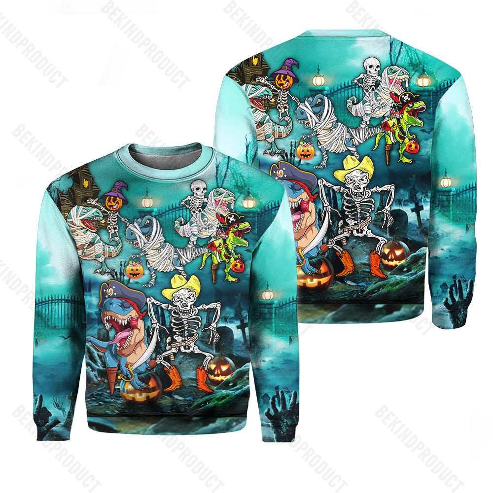 Halloween Dinosaur Park Scary Party Crewneck Sweatshirt All Over Print Sweatshirt For Women Sweatshirt For Men Swn1108