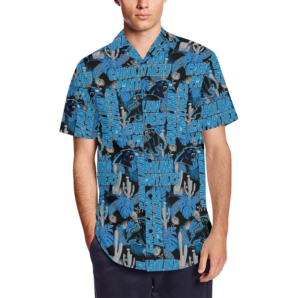 Carolina Panthers Men’s Short Sleeve Shirt with Lapel Collar