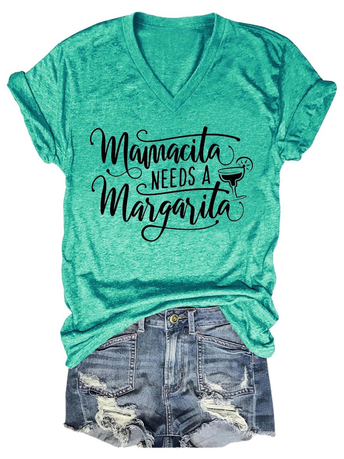 Women’S Mamacita Needs Margaritas V-Neck T-Shirt