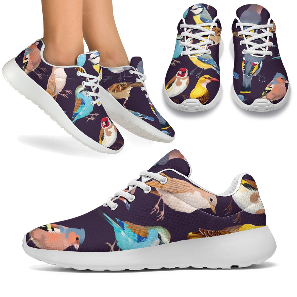Bird Cute Print Pattern Sport Sneakers White