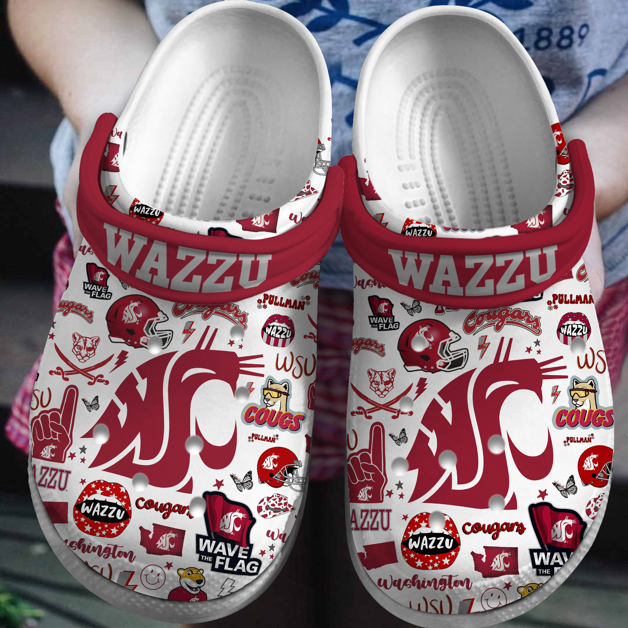 Washington State Cougars NCAA Sport Crocs Crocband Clogs Shoes Comfortable For Men Women and Kids 2