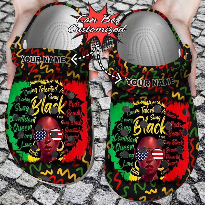 Custom Personalized Juneteenth Black Girl American Clog Shoes