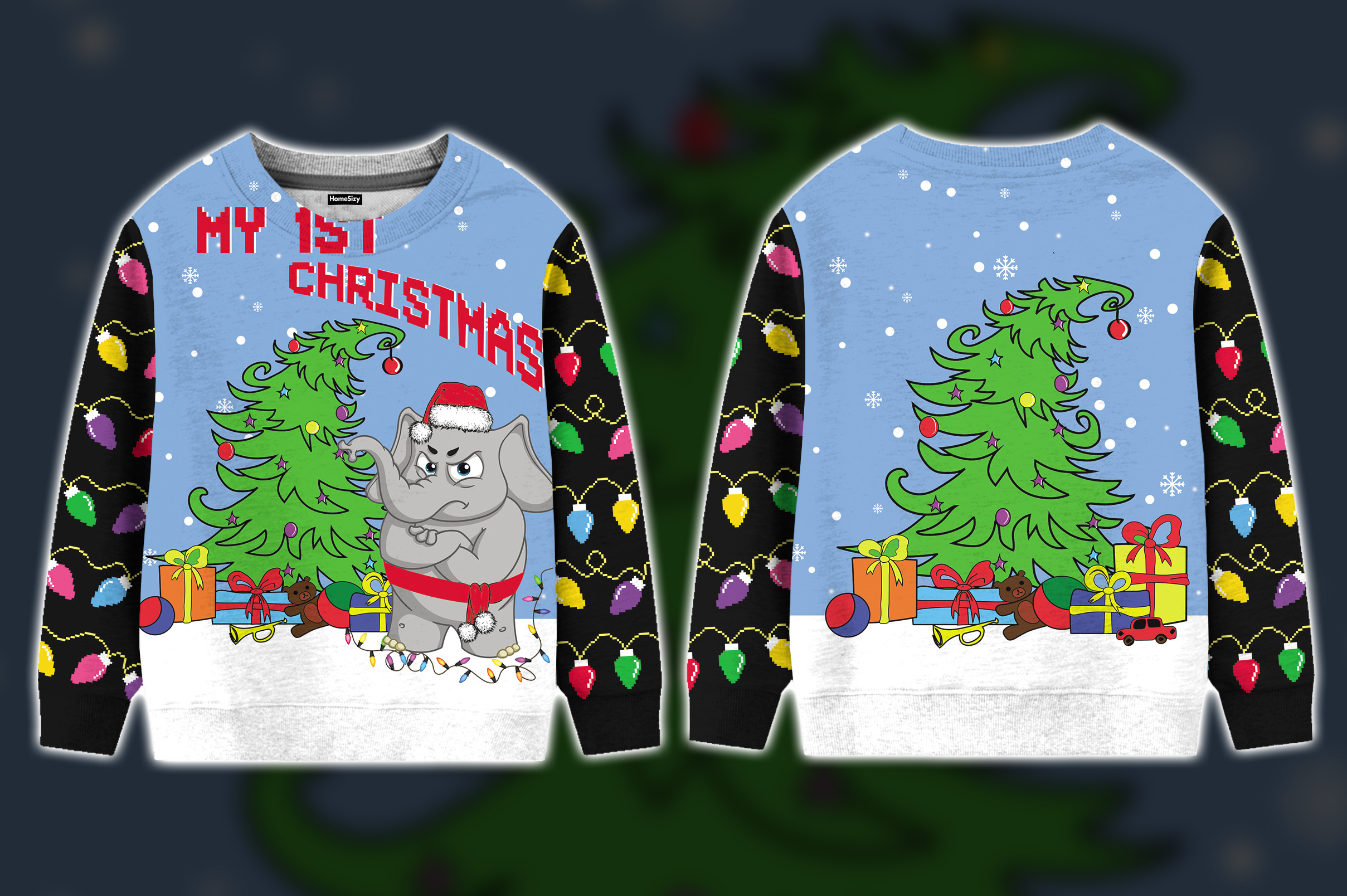 3D Printed 1St Ugly Christmas Of Elephant Best Gift For Xmas Kid Sweatshirt Qt211631Wd