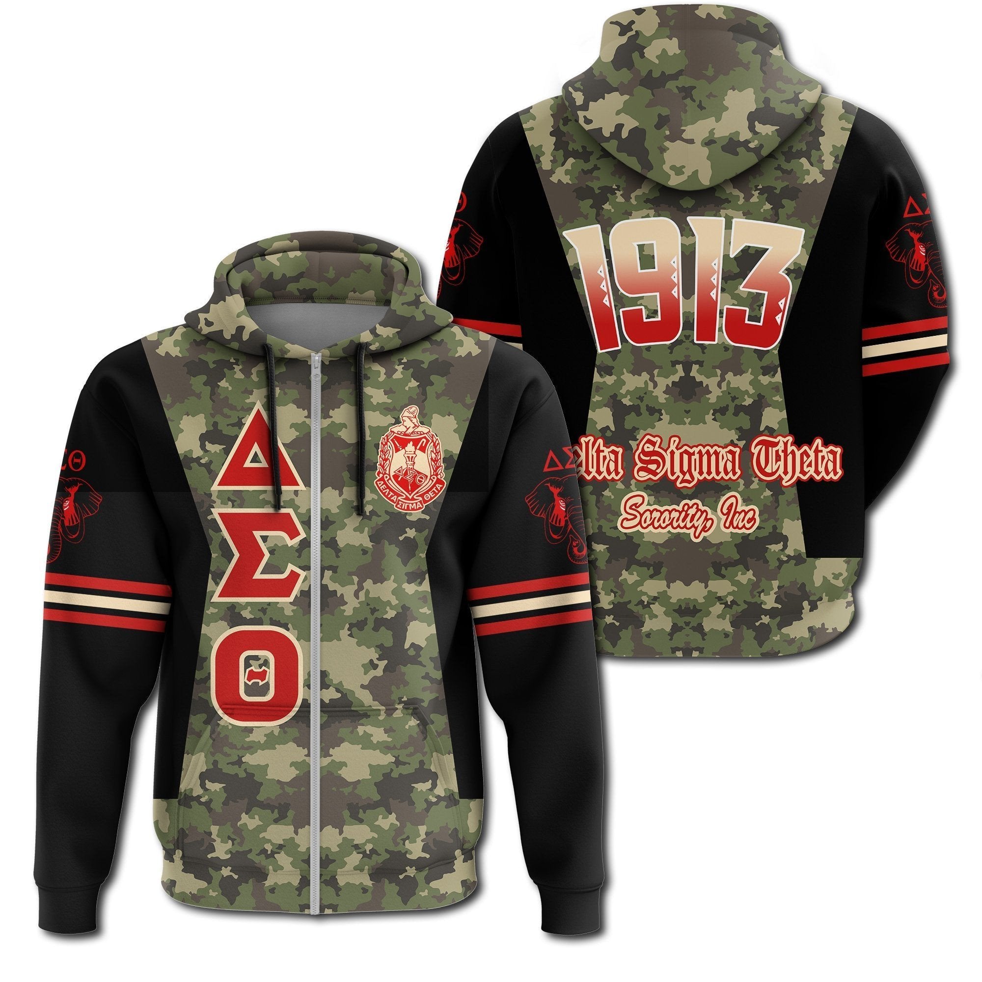 Sorority Hoodie – Delta Sigma Theta Sorority Camouflage Zip Hoodie