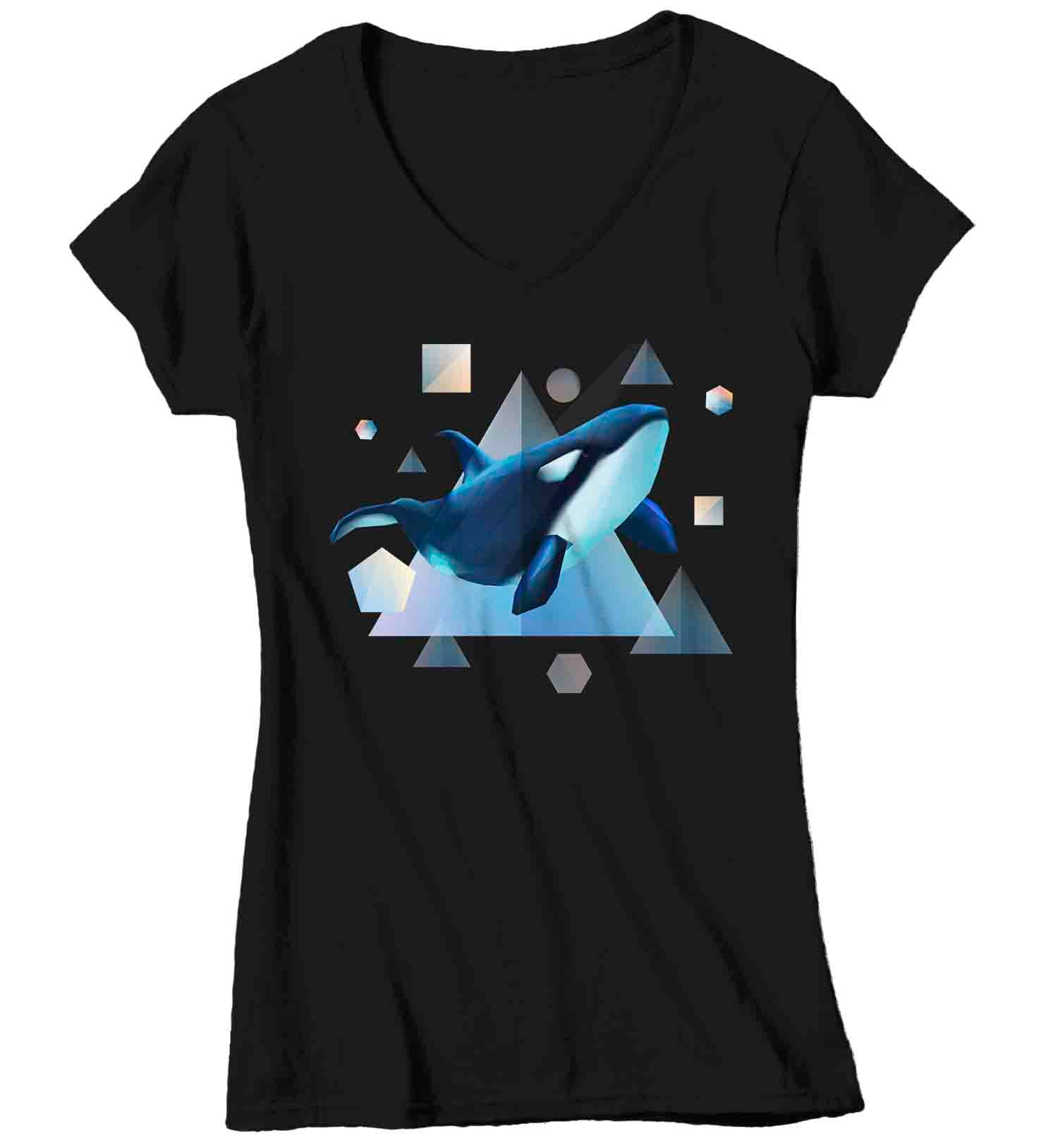 Women’S V-Neck Killer Whale T Shirt Watercolor Whale Shirts Hipster Prism Modern Orca Shirt Illustrated T Shirt Whale Gift Idea Ladies Vneck