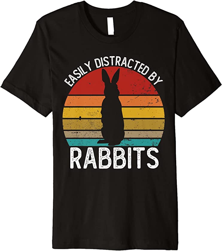 Easily Distracted By Rabbits Shirts Vintage Rabbit Premium T-Shirt