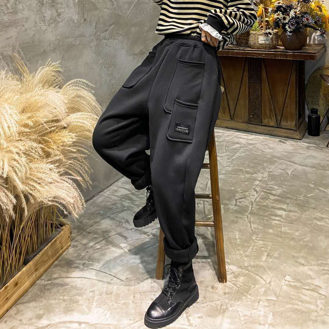 2021 Autumn Winter New Arts Style Women Elastic Waist Thicken Warm Harem Pants All-matched Casual Ankle-length Loose Pants V505 alx