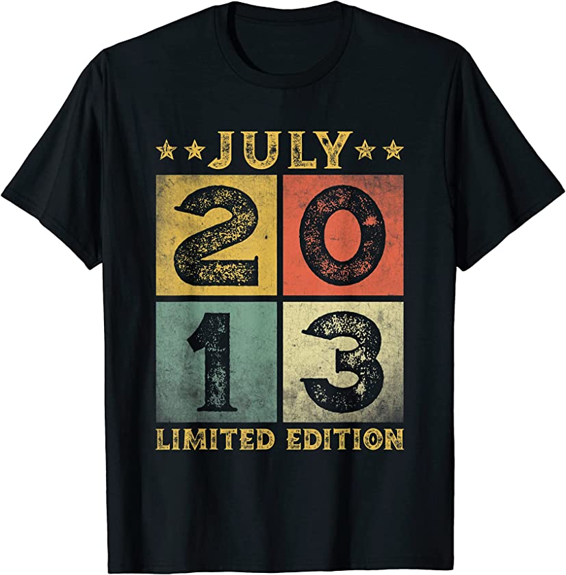 8 Years Old Vintage July 2013 Limited Edition 8th Birthday T-Shirt