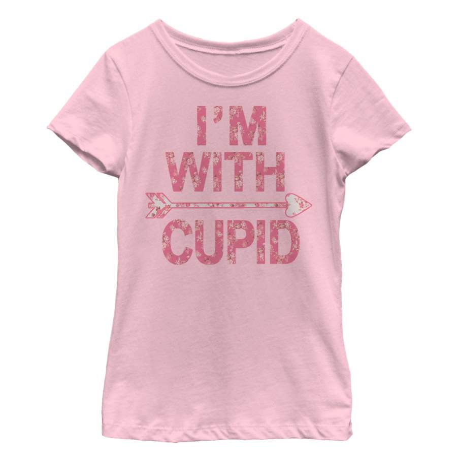 Lost Gods Girl’s Valentine’s Day I’m With Cupid Floral  T Shirt