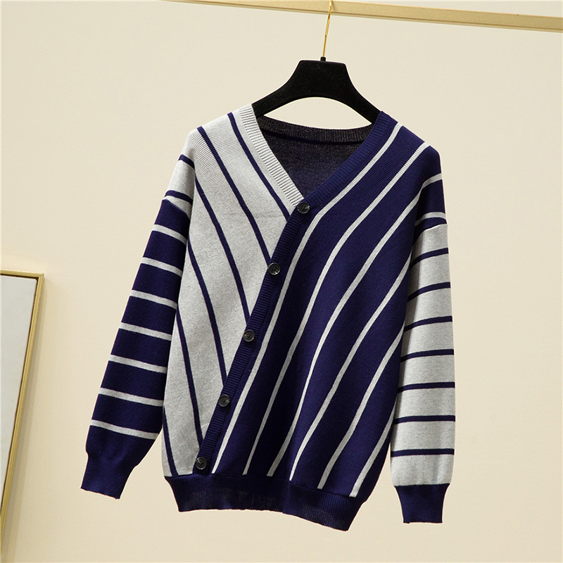 Women Clothing Striped Pull Femme Autumn Winter New V-Neck Female Sweater Knitted Loose Jersey Mujer Long Sleeve Pullover Women alx