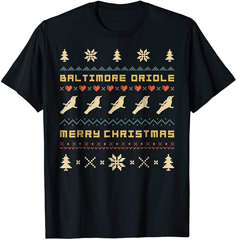 Baltimore Oriole T-Shirt, Ugly Christmas Sweater T-shirt