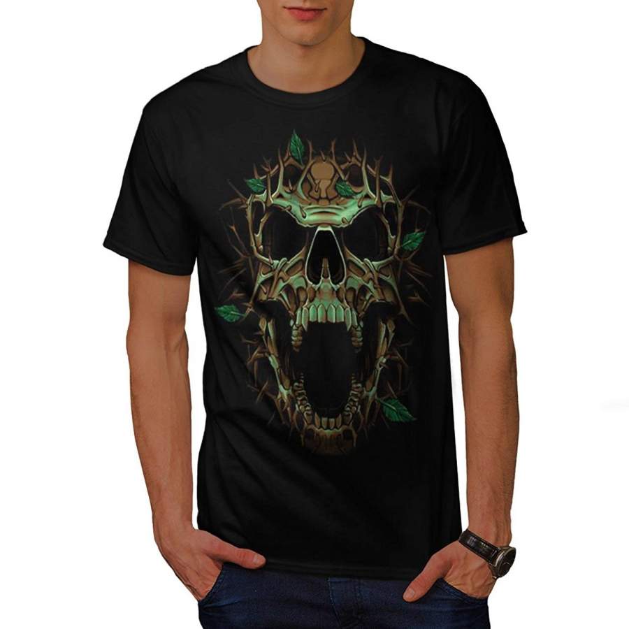 Tree Skull Gothic Biker Fantasy Men Cotton T-Shirt Black S-3Xl