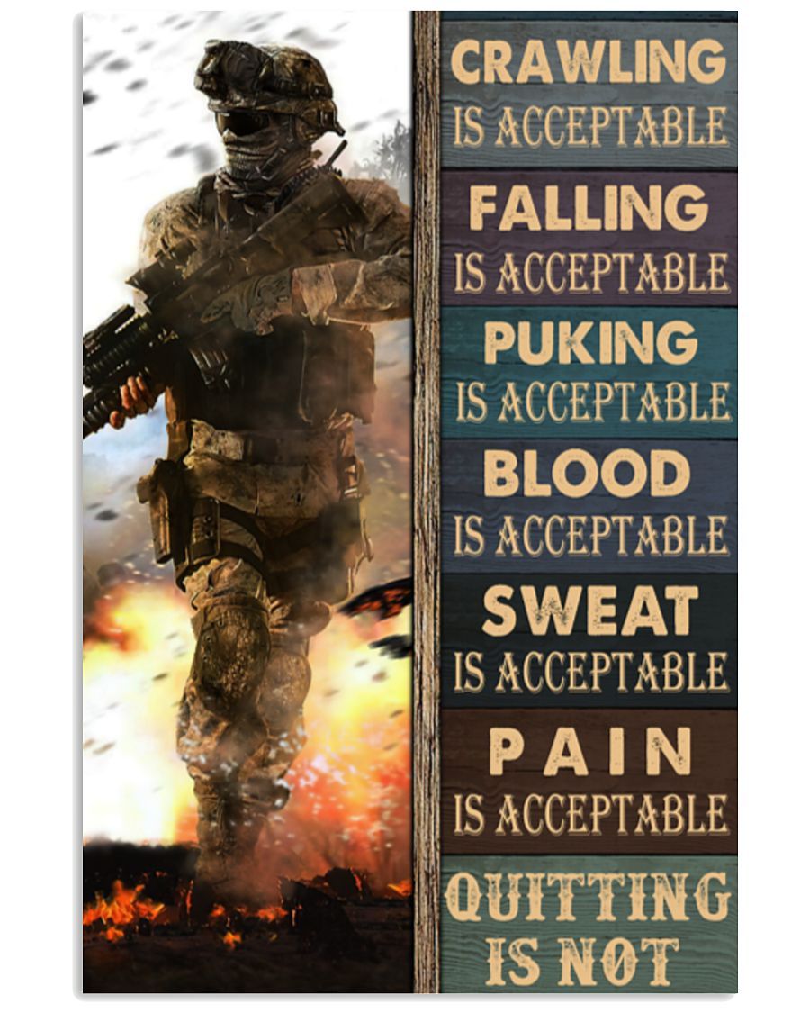 Crawling Falling Is Acceptable Quitting Is Not Poster And Canvas, Wall