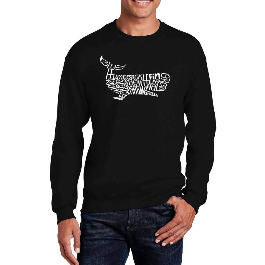 LA Pop Art  Men’s Word Art Crewneck Sweatshirt – Humpback Whale