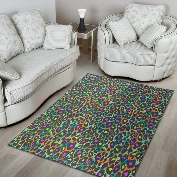 Colorful Neon Leopard Area Rug