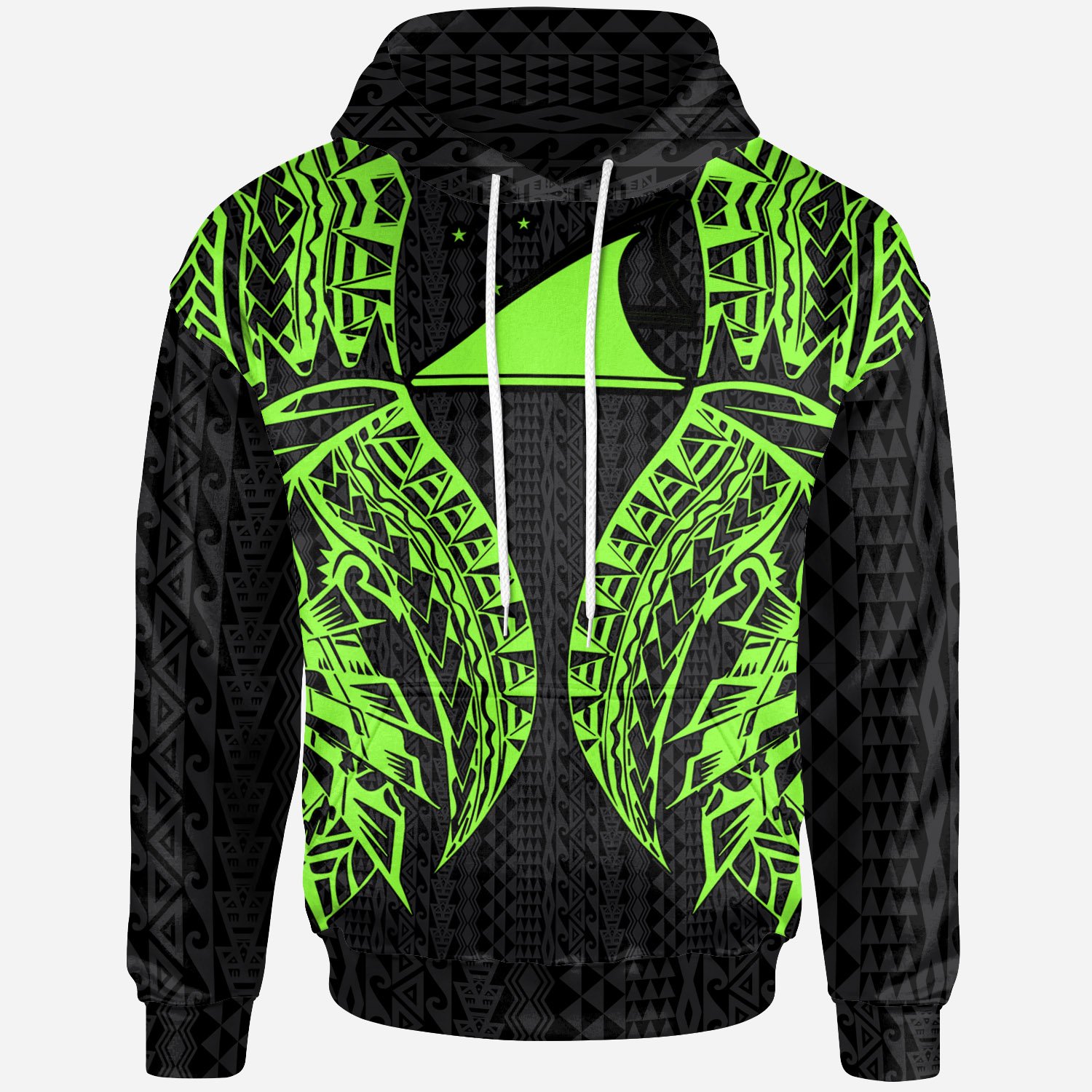 Tokelau Hoodie – Polynesian Lion Head Green Style – BN39