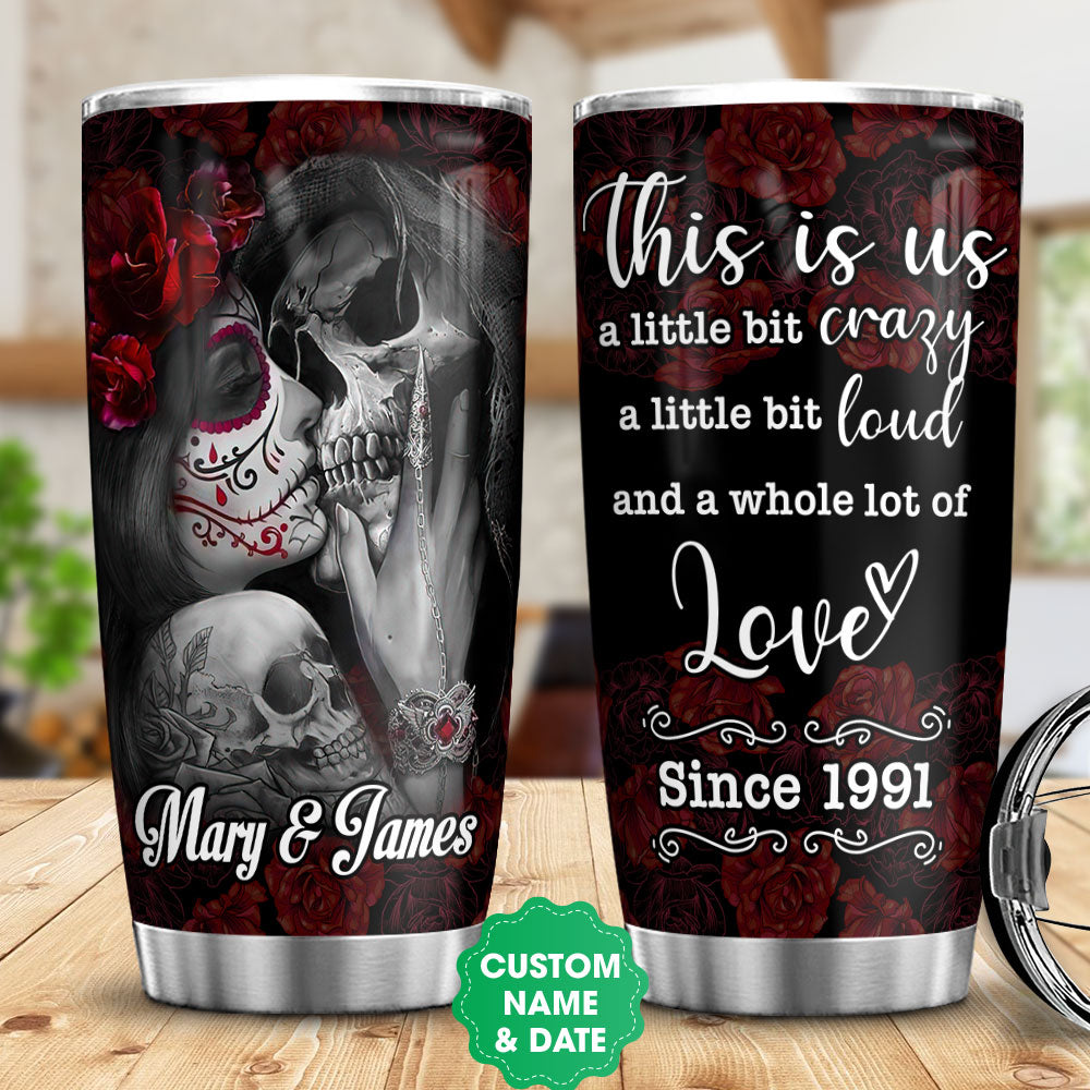 Personalized Skull Couple Hlmz1105009Z Stainless Steel Tumbler