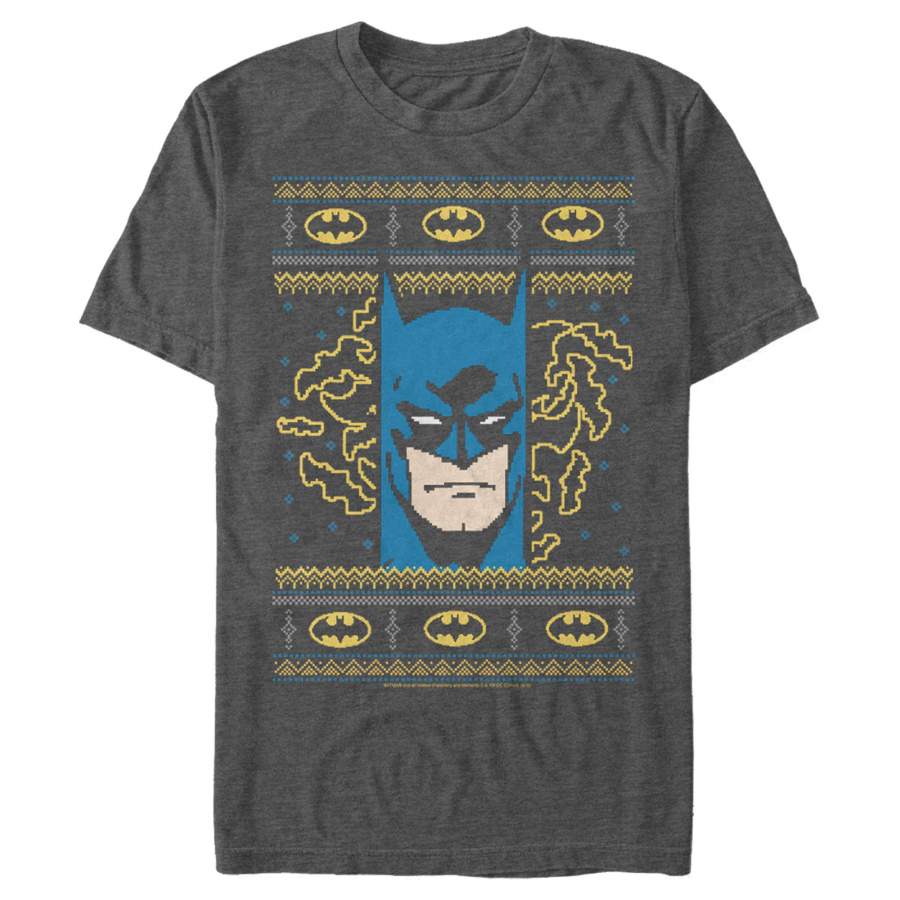 Batman Men’s Ugly Christmas Masked Hero  T Shirt