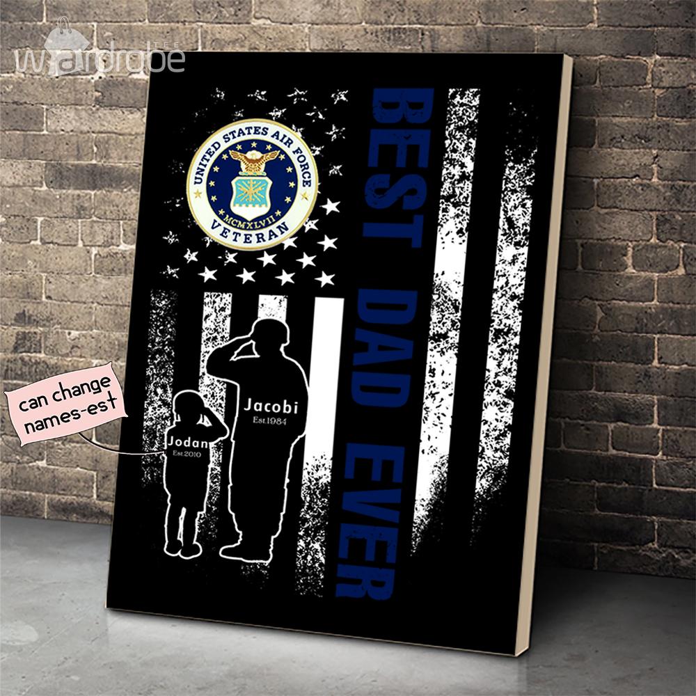 Personalized Father’s Day Gift Custom Canvas Dad And Son United States Air Force Veteran 1