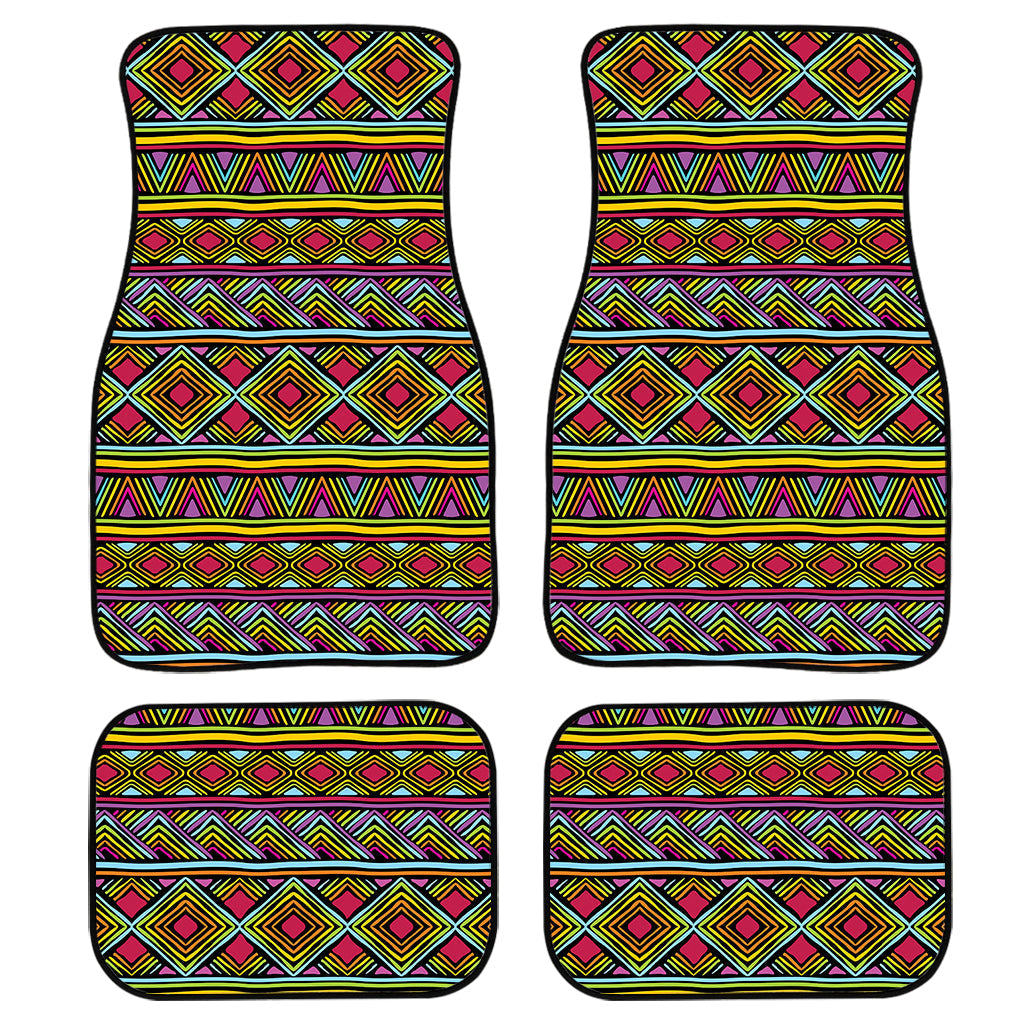 Colorful African Inspired Pattern Print Front And Back Car Floor Mats, Front Car Mat