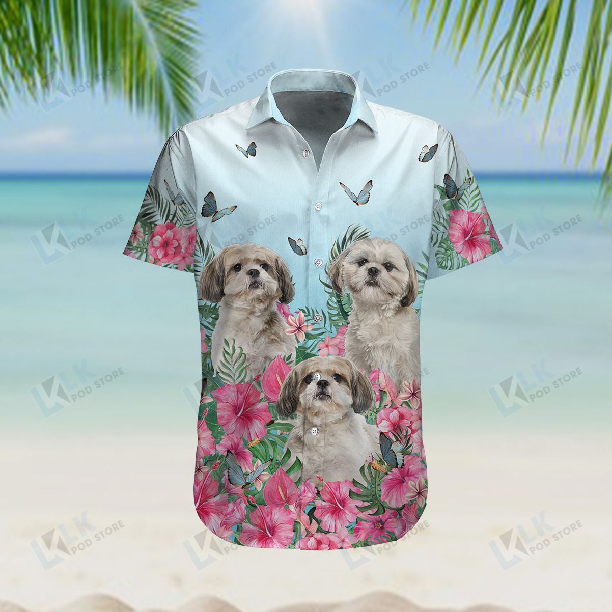 Shih Tzu Hawaiian Shirt Hibiscus Beach Ha101979