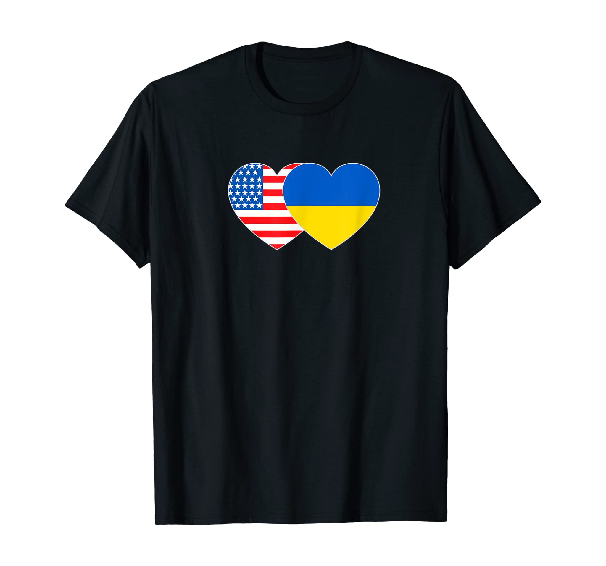 Ukraine&USA Flag Twin Heart for Ukrainian Americans July 4th T-Shirt