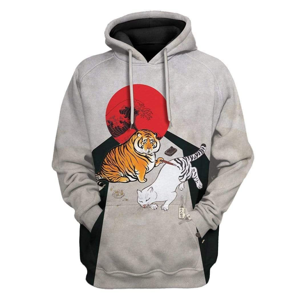 3D Tiger And Cat Making Tattoo Custom  Hoodie Apparel