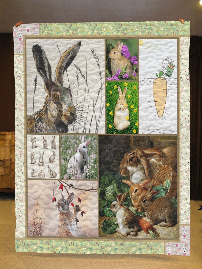 Cute Bunny Rabbits Quilt Blanket