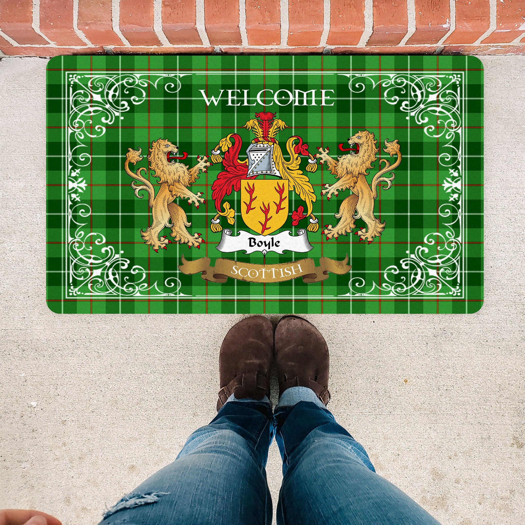 Scotstee Shop Tartan Door Mat The Family Boyle Scottish Plaid Doormat, Welcome Mat, Christmas Door Mat