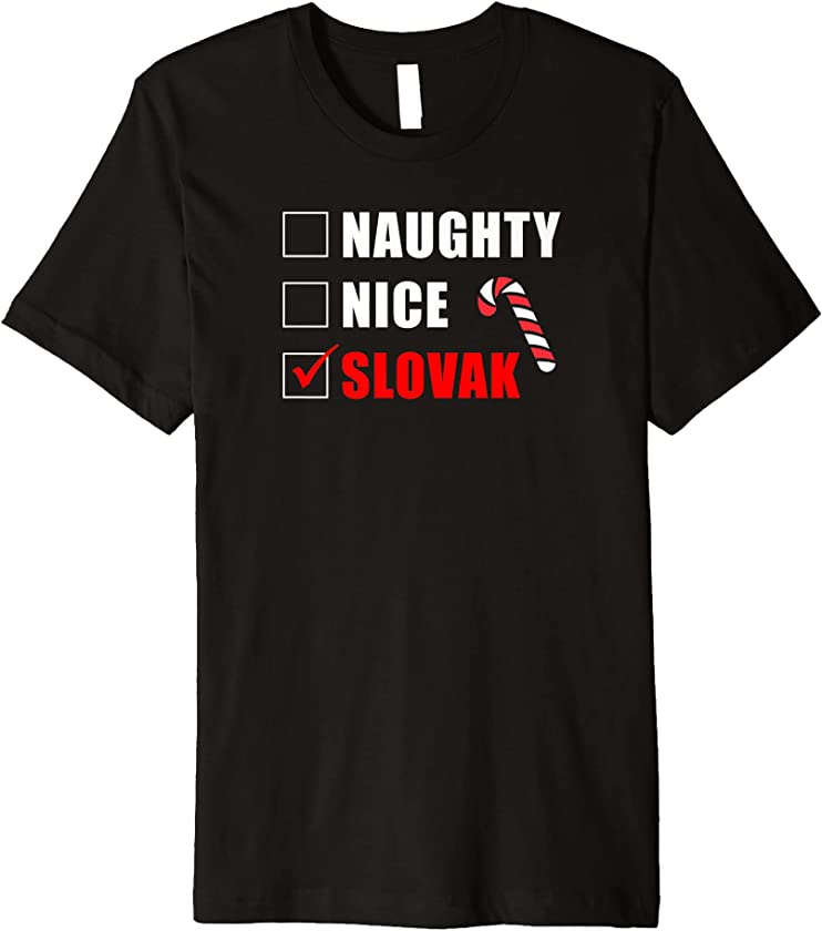 Naughty Nice Slovak Candy Cane Christmas Santa List Premium T-Shirt