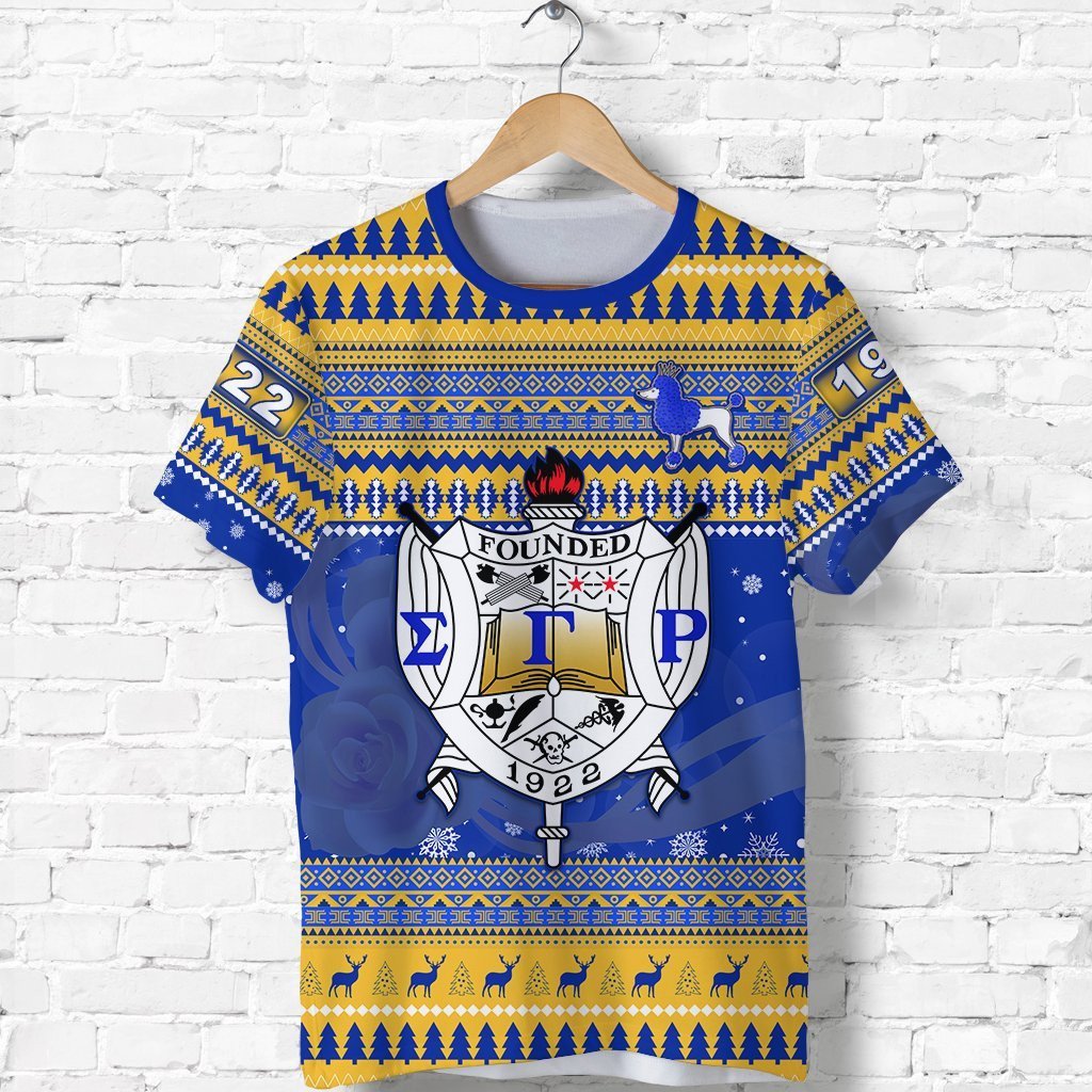 Sorority Tshirt – Sigma Gamma Rho African Pattern Christmas Tshirt