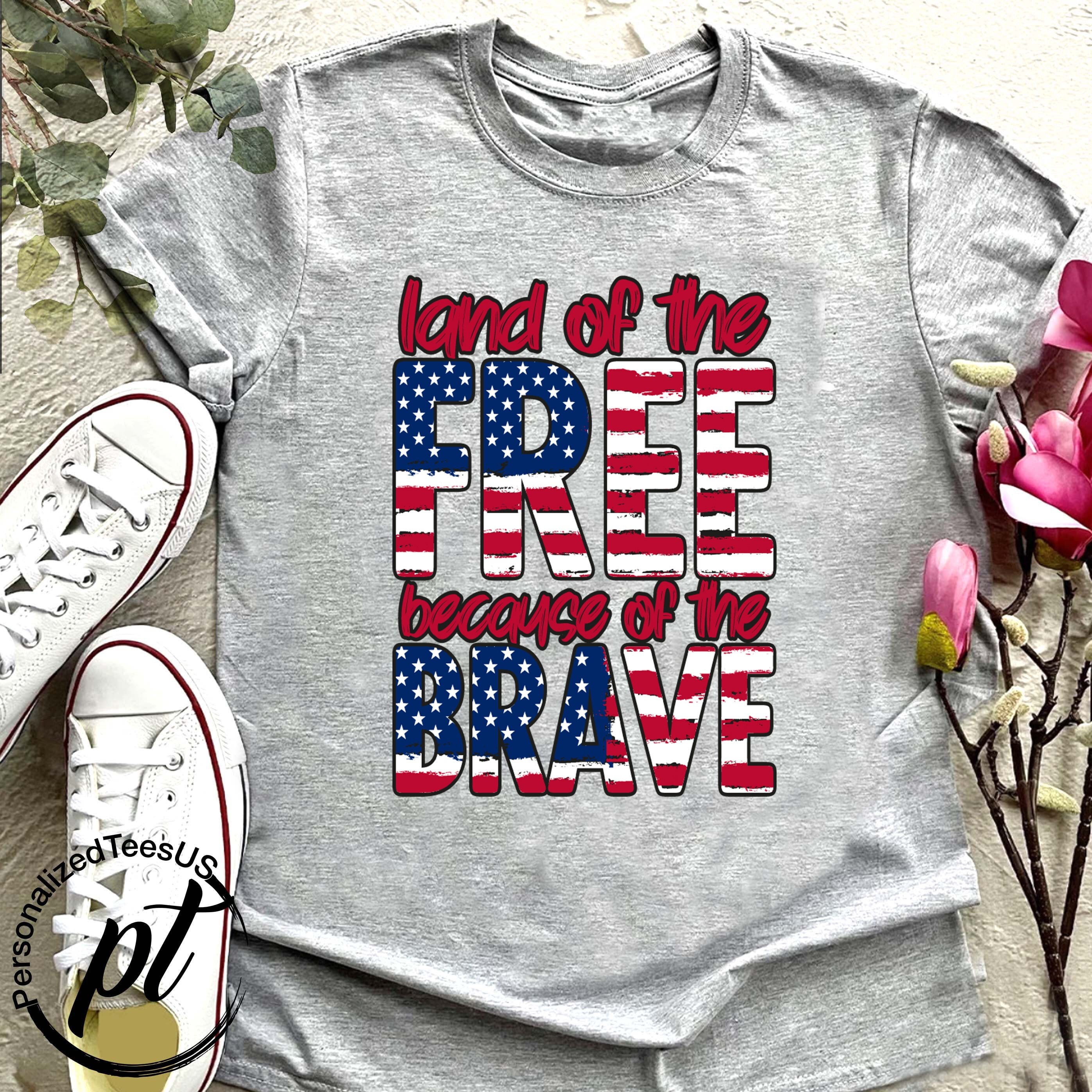 American History T-Shirt,America The Land Of The Free Because Of The Brave,4th of July Tee,Patriotic Shirt,USA Flag Outfit, Freedom Tee