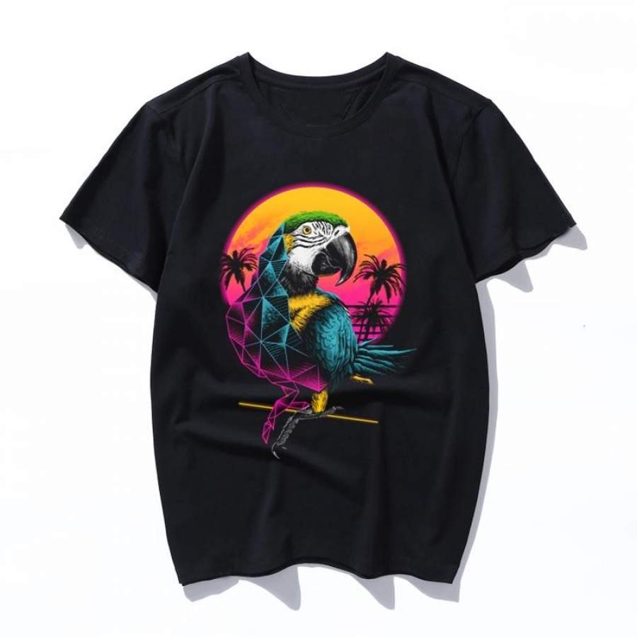 rad parrot Female Short Sleeve KPOP T-shirt Aesthetic High Quality Haut Femme Summer Top Tee Shirt Streetwear Cute Print Tshirts mens