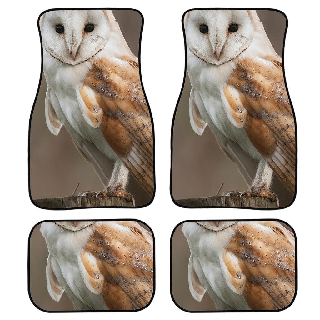 Barn Owl Print Front And Back Car Floor Mats, Front Car Mat