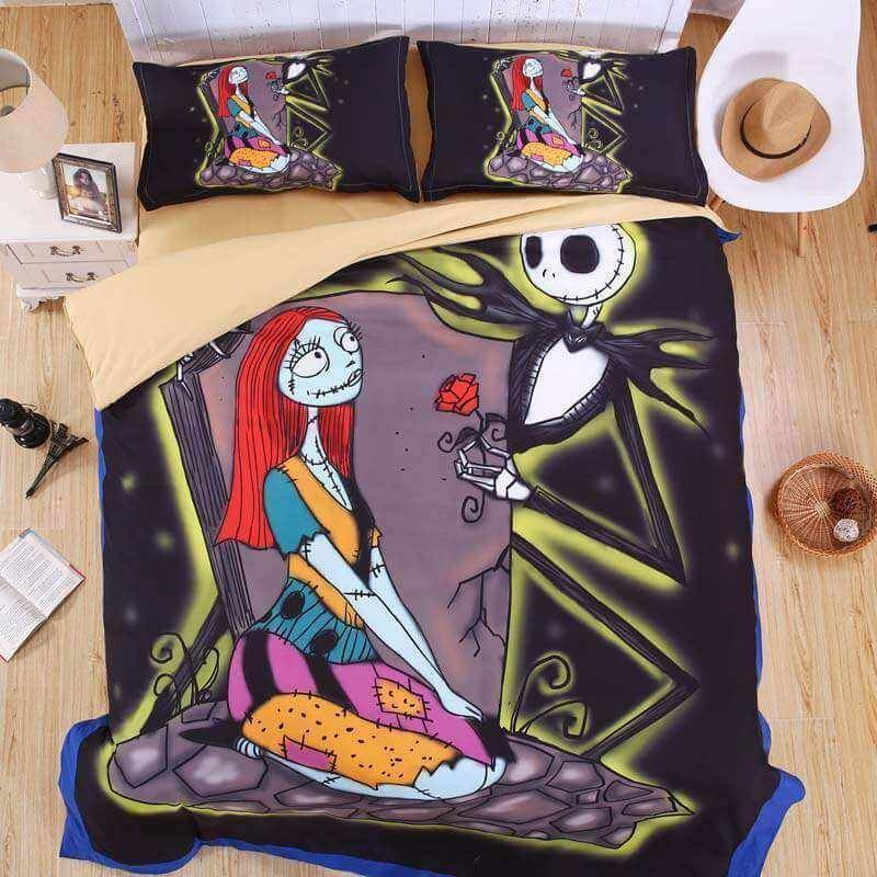 3D Duvet Cover Set The Nightmare Before Christmas Bedding Set 3PCS Flat Sheet Pillowcases