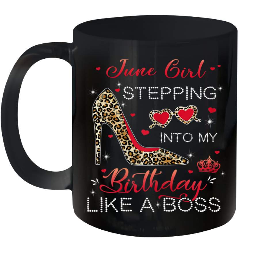 Stepping Into My Birthday June Girl Leopard Print Birthday Mug