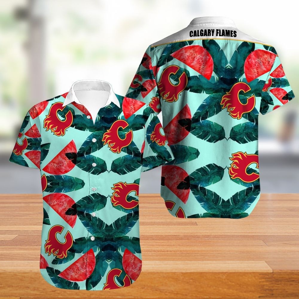 Calgary Flames Hawaiian Shirt  Tropical Flowers Summer For Fans