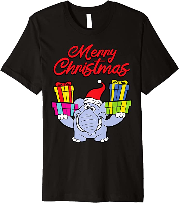 Merry Christmas Holiday Funny Elephant Santa Claus Premium T-Shirt