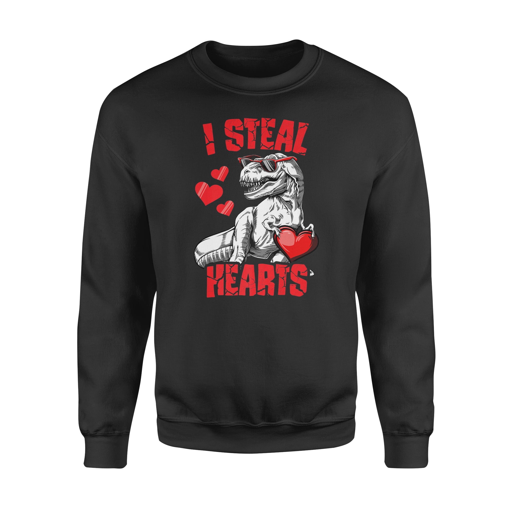 Valentine’s Day Dinosaur TRex Lover I Steal Hearts Premium – Standard Crew Neck Sweatshirt