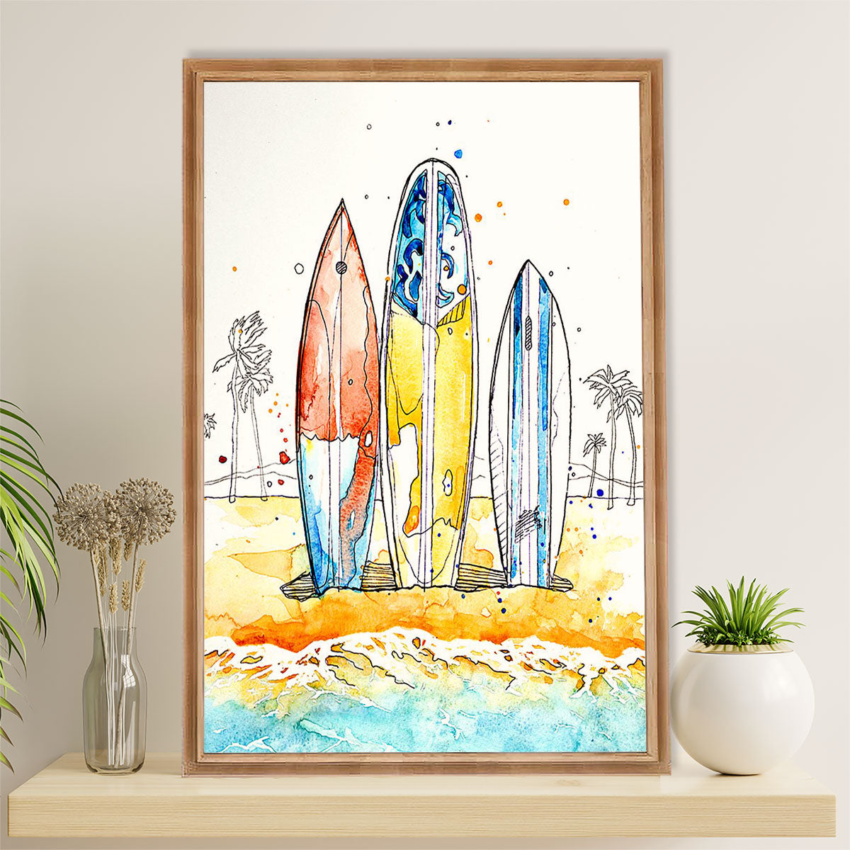 Water Surfing Canvas Wall Art Prints | Surfboards | Home Décor Gift For Beach Surfer