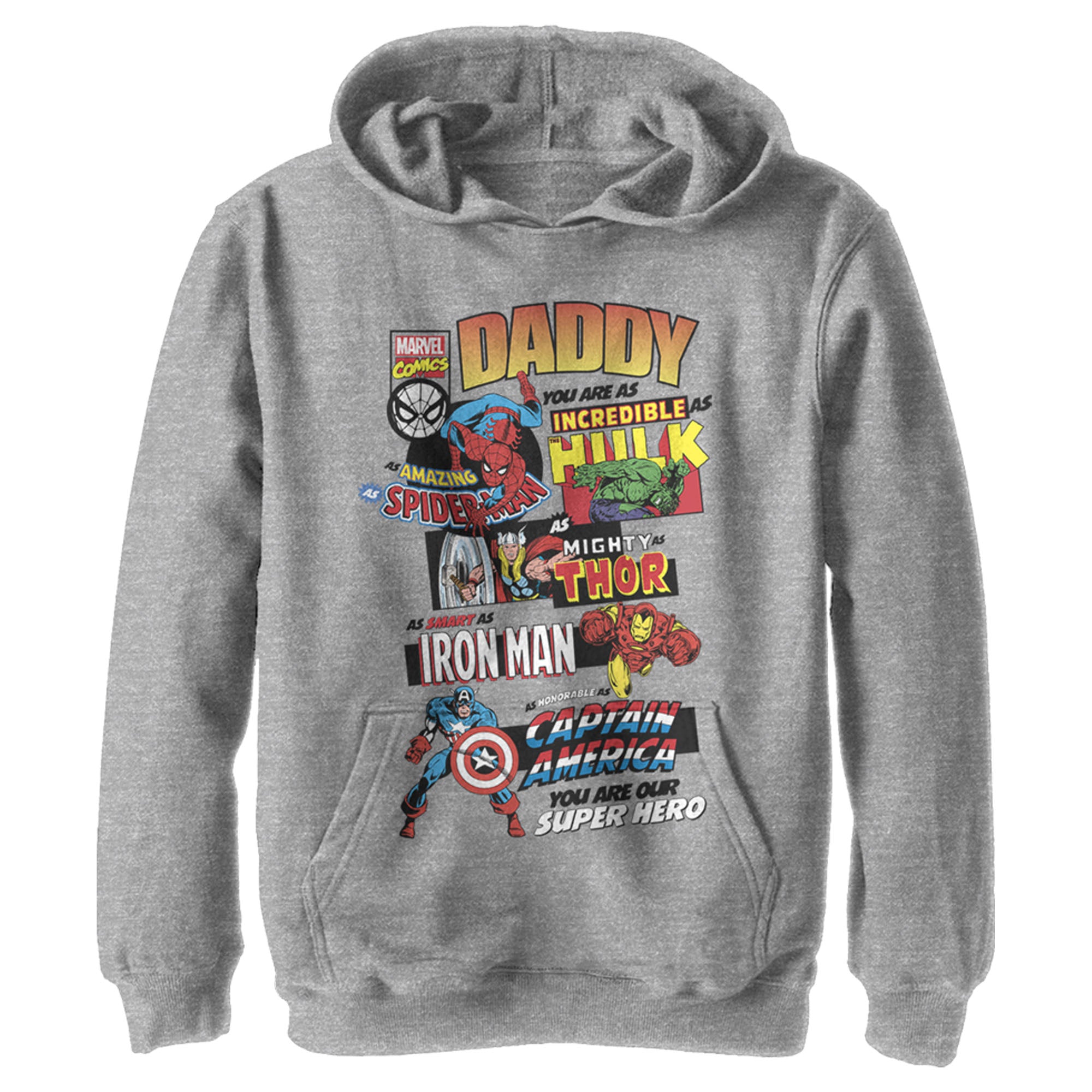 Boy’S Marvel Daddy You Are Our Super Hero Pull Over Hoodie