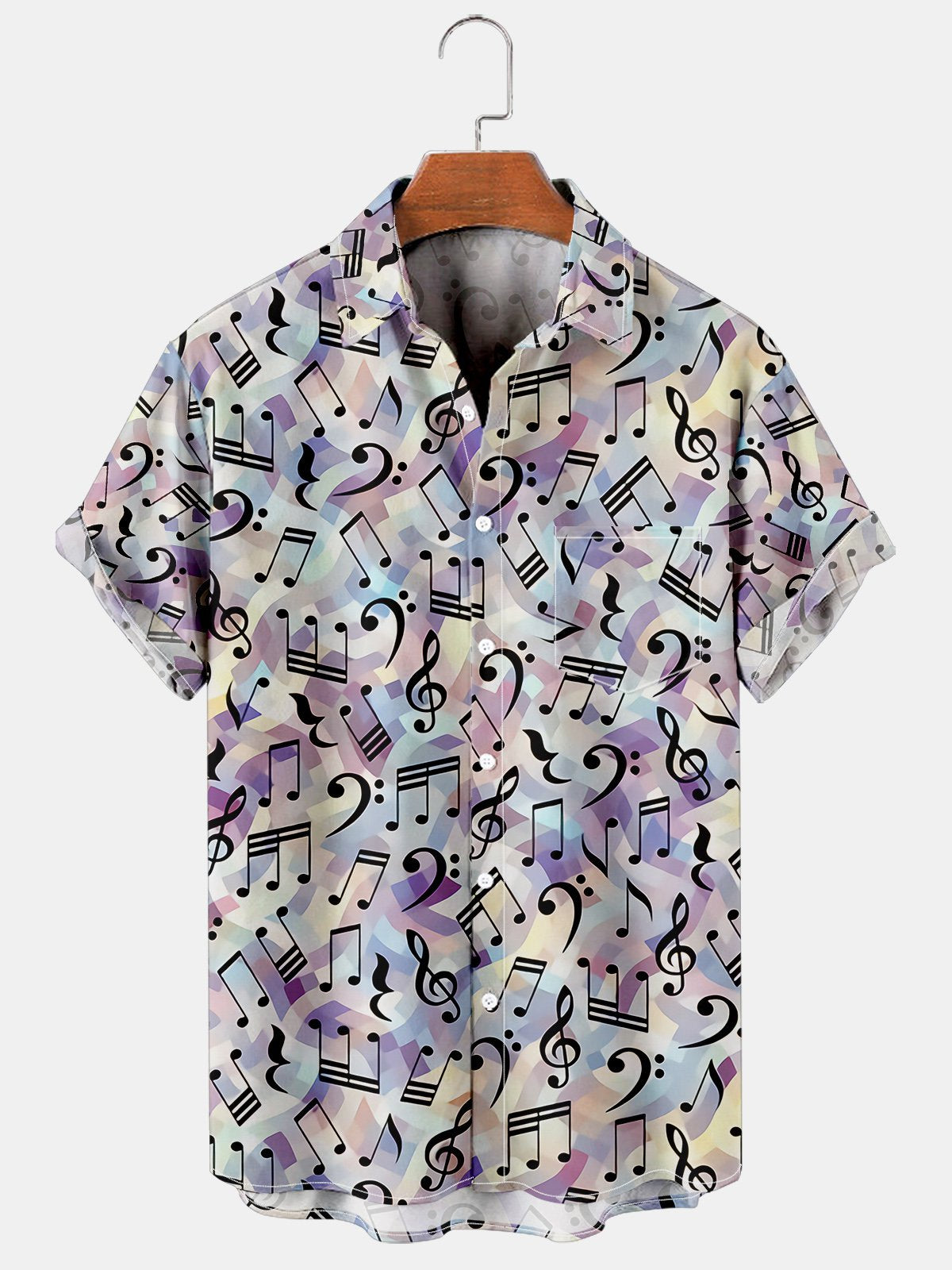 Vacation Leisure Music Element Musical Note Pattern Hawaii Style Printed Shirt Top Ha81914