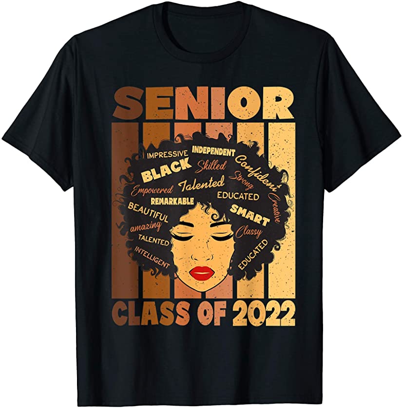 Senior 2022 Class Black Smart Afro Melanin African American T-Shirt