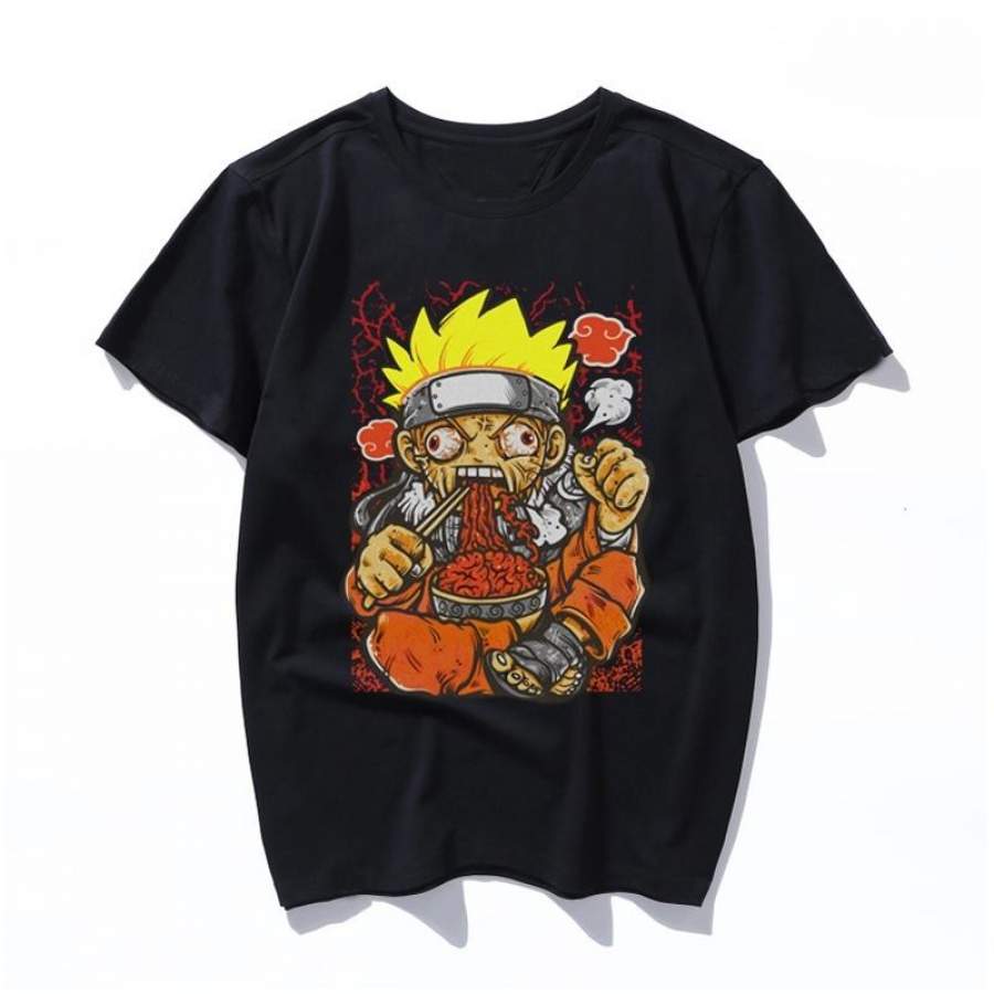 naruto like ramen Black T Shirt Japanese Fashion Aesthetic T-Shirt 90s Kawaii Tee Short Sleeve for men and women